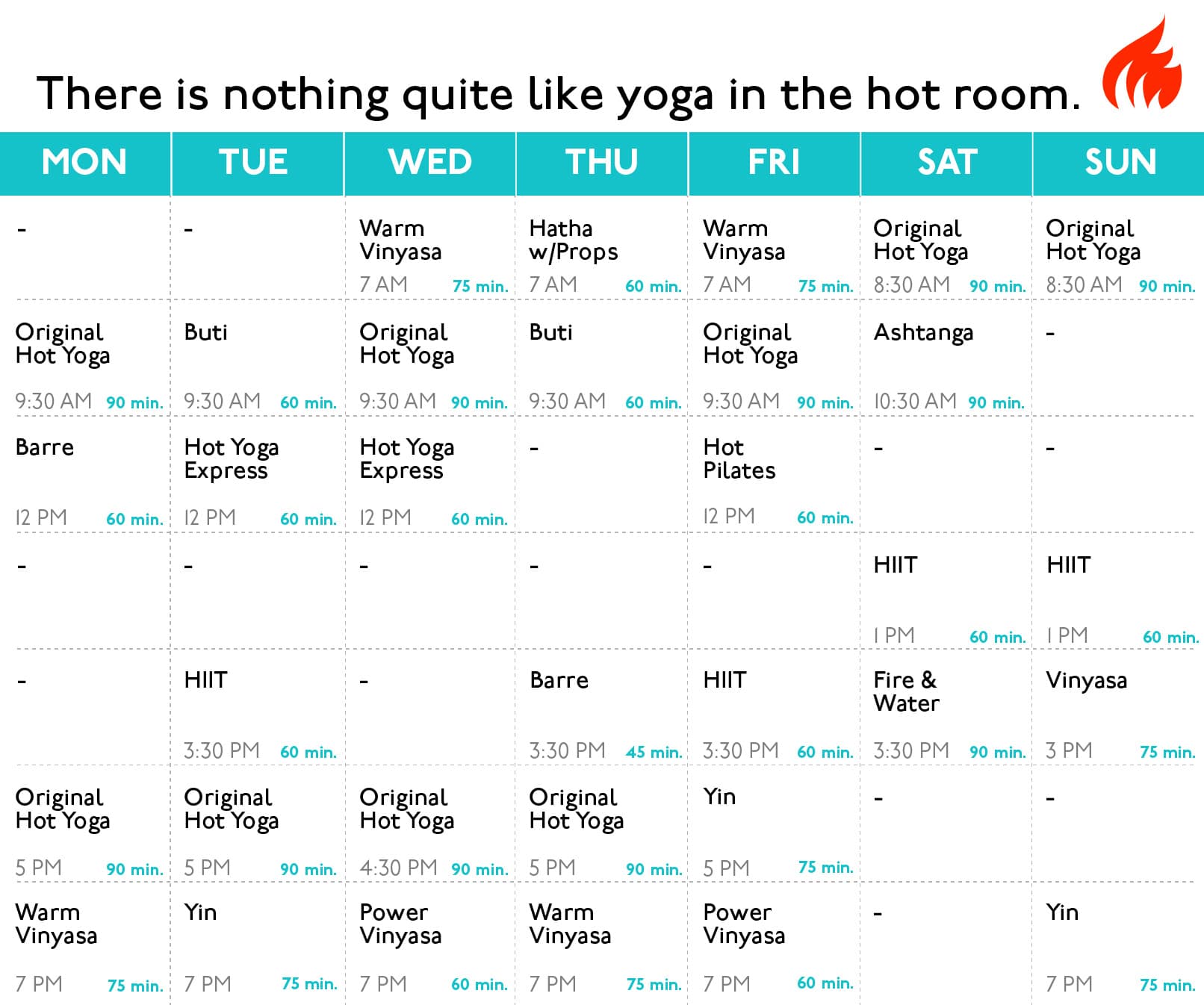 January Yoga Schedule